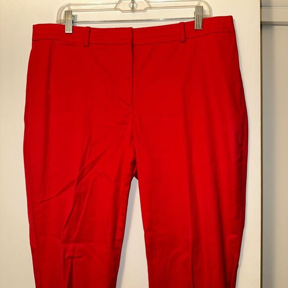 Talbots Women’s Chino Tapered Pants Solid Red Lace Up Ankle Detail 12 EUC - Picture 3 of 11